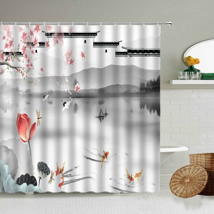 cw-printing-shower-curtain-chinese-watercolor-bathtub-polyester-with