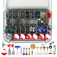 228Pcs Fishing Accessories Kit Including Jig Hooks Fishing Sinker Weights Fishing Swivels Snaps with Fishing Tackle Box