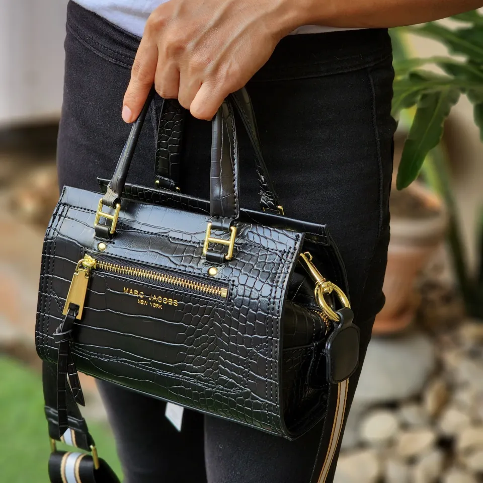 Marc Jacobs Black 'The Croc-Embossed Snapshot' Bag