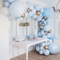 Blue Balloons Garland Arch Kit Kids Boy Birthday Blue Balloon Set Baby Shower Decoration Baptism Christening Artificial Flowers  Plants