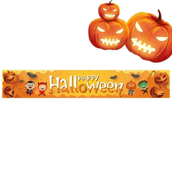 happy-halloween-banner-spooky-outdoor-decoration-banner-50-x-300cm-halloween-ghost-skull-yard-sign-for-yard-fence-offices-garage-wall-functional