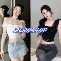 Zero shop?พร้อมส่ง? (Zero-19118/FY2275) เสื้อกล้ามไหมพรม ทรงเรียบหรูดูแพง ติดเพชร มี 2สี ขาวและดำ -C