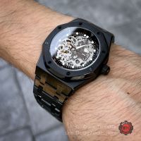 Watch Modified Automatic movement NH70 Black Metal Steel Skeleton Face