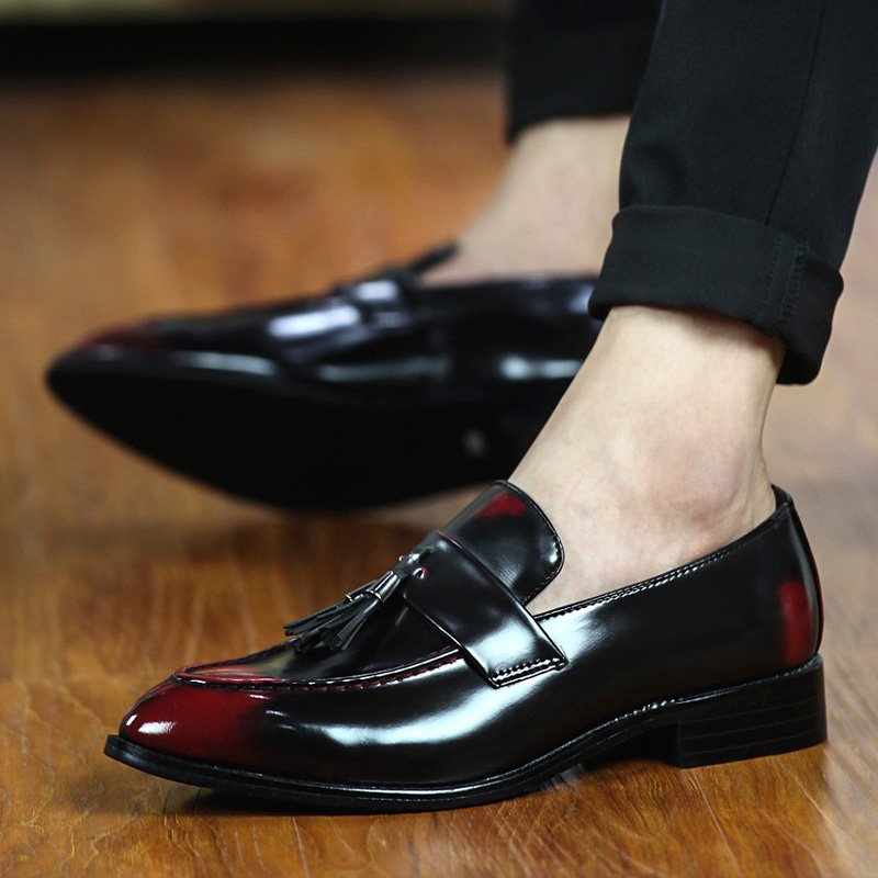Men Casual Slip on Loafers Pointed Toe Leather Shoes Formal Dress Office Oxfords