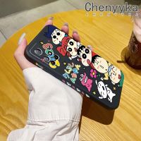 เคส Chenyyka สำหรับ Xiaomi Poco M4 Pro 5G Redmi Note 11 5G Note 11S Note 11T 5G เคสลายการ์ตูน Crayon Shin-Chan เคสขอบสี่เหลี่ยมด้านข้างบางเคสมือถือนิ่มลายซิลิโคนกันกระแทกเคสป้องกัน