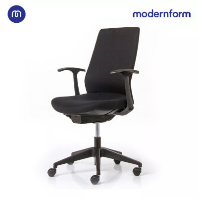 Modernform   เก้าอี้สำนักงาน รุ่น TR เก้าอี้ทำงาน เก้าอี้ออฟฟิศ  แขนปรับไม่ได้  เบาะหุ้มผ้าสีดำ พนักพิงหุ้มผ้า สีดำ