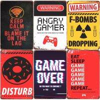 Warning Angry Gamer Vintage Tin Sign Gaming Repeat Poster Club Home Bedroom Decor Eat Sleep Game Funny Wall Stickers Plaque N379，Contact the seller, free customization