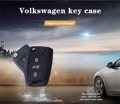 ✇✺❣ Car Key Cover Silicone Case Fit for VW Golf 3Buttons Flip Folding Remote Key Case Fob Cover for Seat for Skoda Car Accessories
