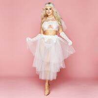 Wholesale Womens Sexy Lace Transparent Roleplay Wedding Dress Adult Lady Two Pieces Erotic Cosplay Bride Lingerie Costumes