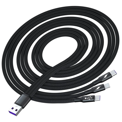 【cw】3 in 1 USB Type C Cable for Android Type-C Redmi Note 10 9 8 Pro Mobile One Drag Three Data Lines Charging ！