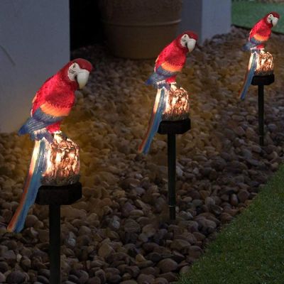 LumiParty Solar LED Garden Light Outdoor Waterproof Solar Powered Parrot Shape Lawn Lamp for Garden Path Lawn Yard Courtyard
