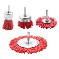 4Pcs Nylon Filament Abrasive Wire Cup Brush Nylon End Brush Kit for Drill Rotary Tool with 1/4 Inch Shank