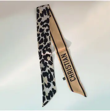 1pc French Style Leopard Print Ribbon Scarf For Women, Can Be Used As Handle  Ribbon For Handbag, Hairband Or Neck Scarf