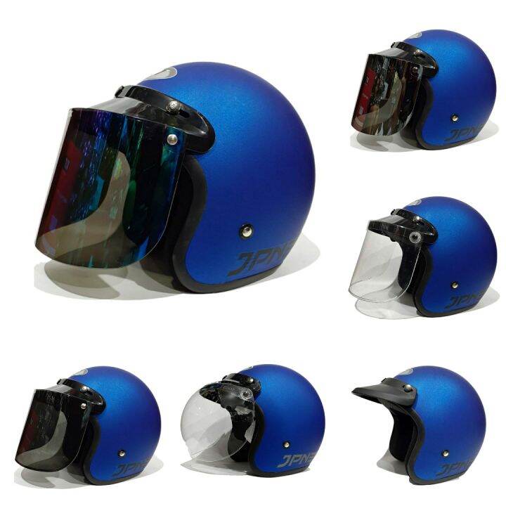 Helm bogo jpn arc dark blue dof kaca datar flat visor Lazada Indonesia