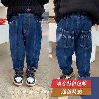 [Clearance Special] Childrens Pants Boys And Girls 2022 Winter Thickened One-Piece Velvet Jeans Baby Pants