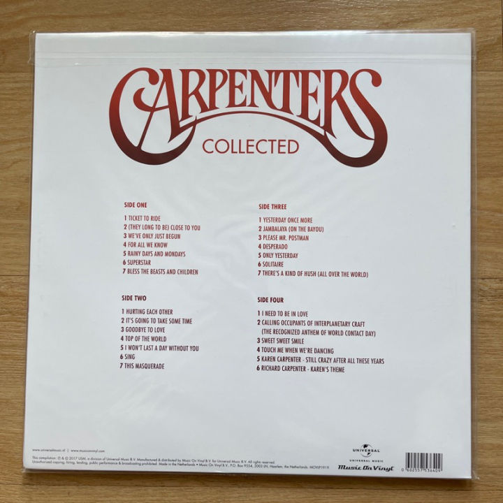 แผ่นเสียง-carpenters-อัลบั้ม-collected-2-vinyl-lp-compilation-รวมเพลง-eu-แผ่นเสียงมือหนึ่ง-ซีล