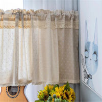 Free Shipping Quality Pastoral Beige Lace Curtain Lovely Coffee Curtain Kitchen Closet Short Drapes Small Blinds Purdan Valance