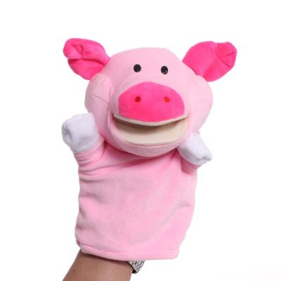 25cm Animal Hand Puppet Pink Pig Plush Toys Baby Educational Hand Puppets Cartoon Pretend Telling Story Doll Toy for Children