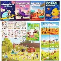 Kids Sticker Activity Book 230+ Reusable Stickers 8 Scenes Books Ocean Animals Farm Dinos Themes Children Gifts Toy Party Favor Stickers