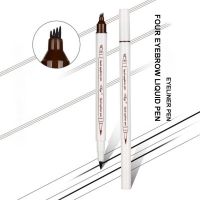 2 In 1 Eyebrow Pen Eyeliner Pen Waterproof Long Lasting Eye Brow Pencil Black Brown Brow Makeup Double Ended Cosmetic Tool TSLM1