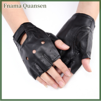 Fnama PU หนังสีดำขับรถรถจักรยานยนต์ BIKER นิ้วถุงมือผู้ชายผู้หญิงถุงมือ