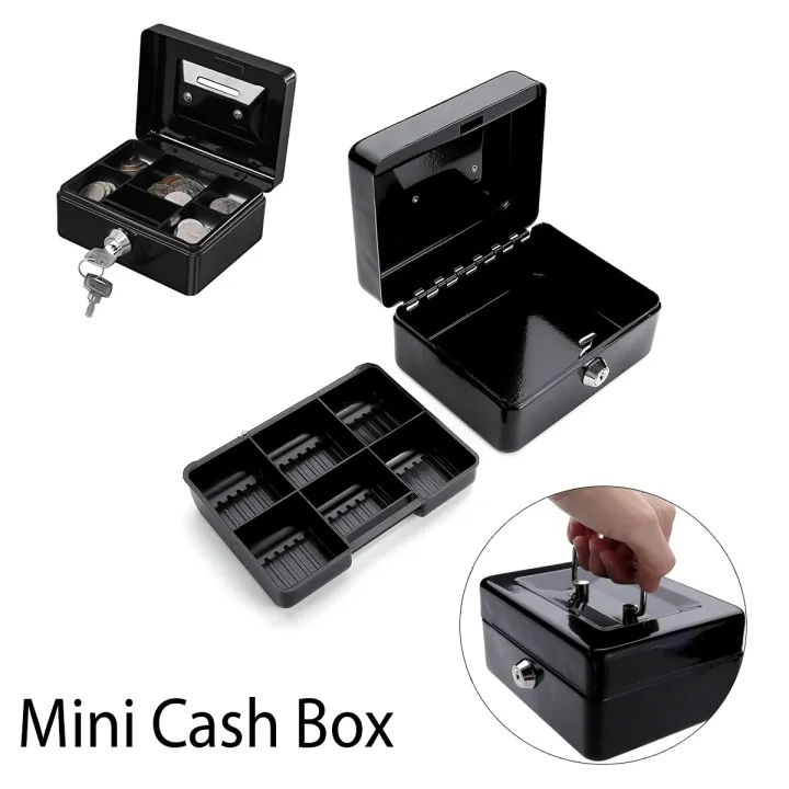 Mini Cash box portable money secret security Safe Box Stainless Steel ...
