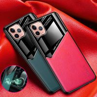 เคสหนังที่ยึดโทรศัพท์ในรถแม่เหล็กสุดหรูสำหรับ iPhone 13 12 11 Pro Max Mini XS X Max XS XR 7 8 Plus ฝาครอบสไตล์ธุรกิจ