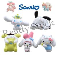 【hot sale】 ๑✙❅ B09 Mini Sanrio Figures Set Hello Kitty Kuromi Cartoon My Melody Pom Pom Purin Pvc Anime Dolls Model For Cake Decoration Gift