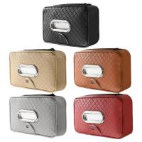 Car Tissue Dispenser With Zip And Glasses Clip Car Headrest Tissue Organizer Visor Napkin Holder For Dashboard Center Console Trunk Hotel Daily Use clean