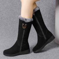 Low Heels Gladiator Plush 2021 New Winter Mature Warm Mujer Botas Zipper Fashion Motorcycle Boots Designer Platform Lady Shoes