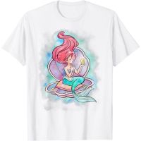 Cartoon The Little Mermaid graphic cotton O-neck T-shirt for men