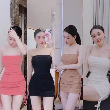 Đầm xòe tay ngắn rút dây hông dễ thương | Shopee Việt Nam