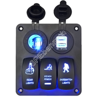 WP-448A1 3 GANG Rocker Light Switch Panel For Car, Marine Boat Circuit Waterproof 12-24V