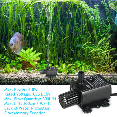Decdeal Ultra-Quiet Mini USB DC5V 4.8W 300L/H ลิฟท์300ซม.Brushless ปั๊มน้ำกันน้ำน้ำพุพร้อมกระแสเงินสดฟังก์ชั่นปรับ