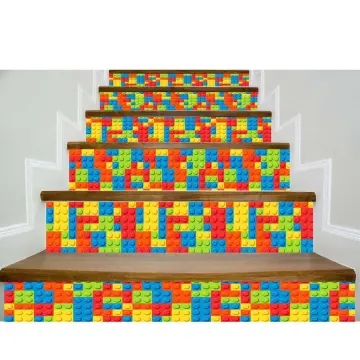 Rainbow color blocks stair decal