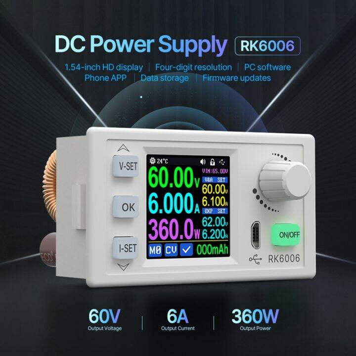 rk6006-bt-digital-control-power-supply-buck-converter-60v-6a-4-digit-comm-adjustable-dc-to-dc-step-down-voltage-bench