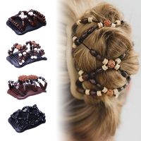 【jw】❐♠  Elastic Hair Jewelry Hairpin Stretch Comb Beaded Clip Beads Pin Ladies Accessories