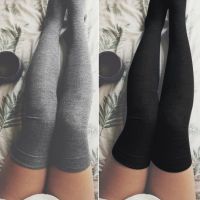 2021 Women Solid Color Cotton Thigh High Over The Knee Stockings for Lady Girls Black White Grey Warm Long Stocking Sexy Medias