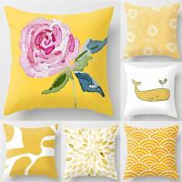 45X45CM Yellow Geometric Flowers Home Decor Pillowcase Car Sofa Cushion Cover Home Textile Pillowcase