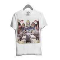 เสื้อยืดคอกลมเสื้อยืดราคาถูก เสื้อยืดลายช้าง 3 ตัว Thailand 3 Elephants S-5XL