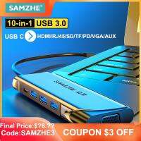 【Hot】 SAMZHE Ultra-Thin 10-Port USB 3.0 HUB Type C HUB ฮับ USB ความเร็วสูงสำหรับคอมพิวเตอร์หลายอุปกรณ์แล็ปท็อปเดสก์ท็อปพีซีอะแดปเตอร์