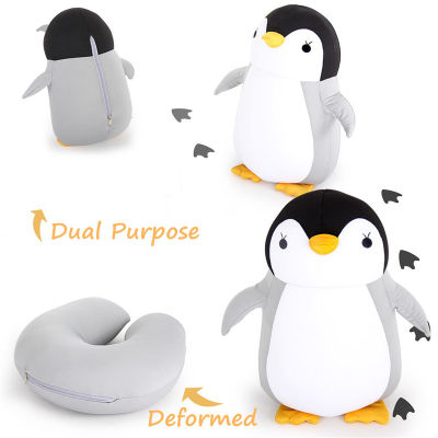 Cartoon Animal Deformable U-shape Neck Pillows Penguins Throw Pillow Neck Supporter Seat Cushion Headrest Office Nap Desktop Pad Neck Pillow