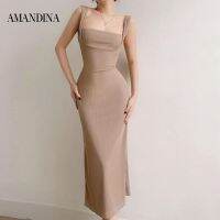 Amandina Luxe เดรสมิดิคอสี่เหลี่ยมผ้าผูกไขว้โชว์หลัง