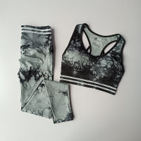 Tie Dye Fitness Outfit Yoga Suits 2 Piece High Waist Stretch Leggings Seamless Padded Yoga Bra Workout Sports Wear GYM Yoga Set