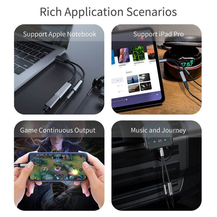 2 In 1 USB C To 3.5mm Headphone Amplifier Audio Interface DAC HiFi Sound Amplifier Earphone