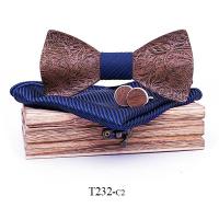 Linbaiway Luxury Men Wooden Bowtie Fashion Wood Bow Ties Handkerchief Cufflinks Wood Box Set Wedding Necktie Man Shirt Gifts