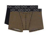 HOM (ออฮ์ม) รุ่น 402314-D042 กางเกงในชาย Boxer-Pack 2 ผ้าCotton ช่องเปิดแนวนอนด้านหน้าซับในยางยืดกระชับเป้าเข้ารูปตลอดวัน