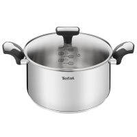 Tefal Emotion INOX เหล็กกล้าไร้สนิม IH หม้อตุ๋นเหนี่ยวนำ (24 ซม.) เตาอบเครื่องล้างจานปลอดภัยไม่มี PFOA เงิน