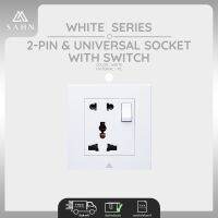 Switch &amp; Socket [SAHN] เต้ารับสองรู และสามรู พร้อมสวิตซ์ รุ่น White Series (WS1-11S1) ดีไซน์สวยงาม และทันสมัย