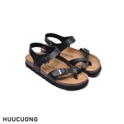 Giày Sandal Unisex xỏ ngón đen đế trấu